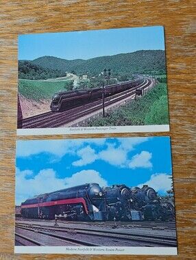Lot Of 2 Norfolk & Western Railroad Steam Locomotive Postcards.  Unposted
